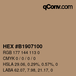 Color code: HEX #B1907100 | qconv.com