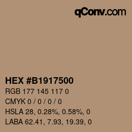 Color code: HEX #B1917500 | qconv.com