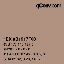 Color code: HEX #B1917F00 | qconv.com