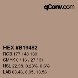 カラーコード: HEX #B19482 | qconv.com