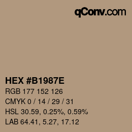 Farbcode: HEX #B1987E | qconv.com