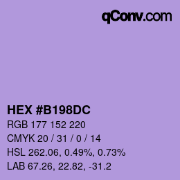 颜色代码: HEX #B198DC | qconv.com