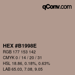 Color code: HEX #B1998E | qconv.com