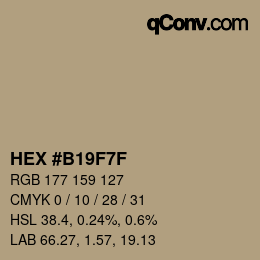 Color code: HEX #B19F7F | qconv.com