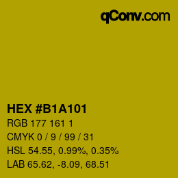 カラーコード: HEX #B1A101 | qconv.com