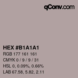 Farbcode: HEX #B1A1A1 | qconv.com