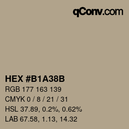 カラーコード: HEX #B1A38B | qconv.com