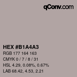 Color code: HEX #B1A4A3 | qconv.com