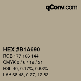 Code couleur: HEX #B1A690 | qconv.com