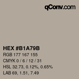 Color code: HEX #B1A79B | qconv.com