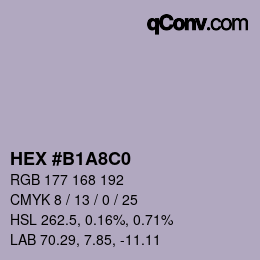 Color code: HEX #B1A8C0 | qconv.com