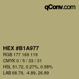 Farbcode: HEX #B1A977 | qconv.com