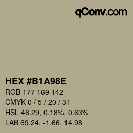 颜色代码: HEX #B1A98E | qconv.com