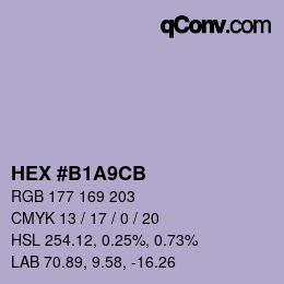 Color code: HEX #B1A9CB | qconv.com