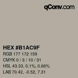 Color code: HEX #B1AC9F | qconv.com