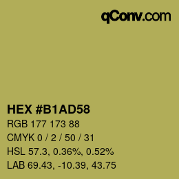 颜色代码: HEX #B1AD58 | qconv.com