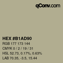 Color code: HEX #B1AD90 | qconv.com