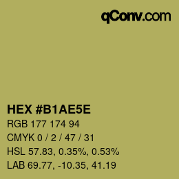 Farbcode: HEX #B1AE5E | qconv.com