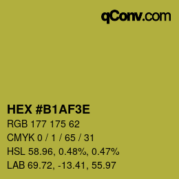 Color code: HEX #B1AF3E | qconv.com