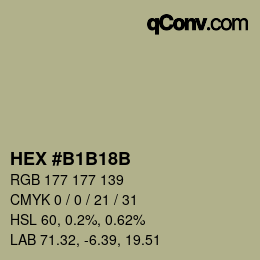 Farbcode: HEX #B1B18B | qconv.com