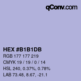 Color code: HEX #B1B1DB | qconv.com
