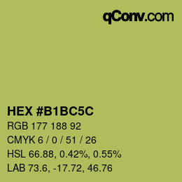 Color code: HEX #B1BC5C | qconv.com