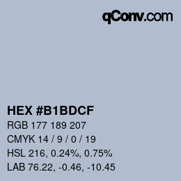 Color code: HEX #B1BDCF | qconv.com