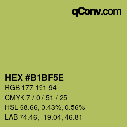 Color code: HEX #B1BF5E | qconv.com