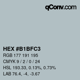 Color code: HEX #B1BFC3 | qconv.com