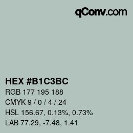 カラーコード: HEX #B1C3BC | qconv.com