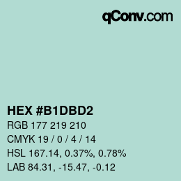 カラーコード: HEX #B1DBD2 | qconv.com