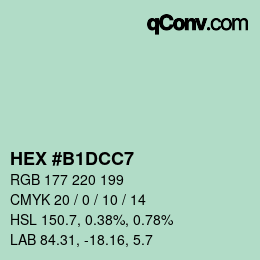 カラーコード: HEX #B1DCC7 | qconv.com