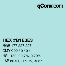 Color code: HEX #B1E3E3 | qconv.com