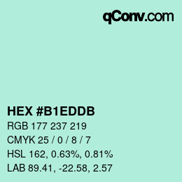 颜色代码: HEX #B1EDDB | qconv.com