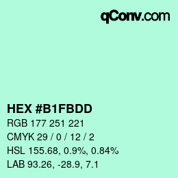Farbcode: HEX #B1FBDD | qconv.com
