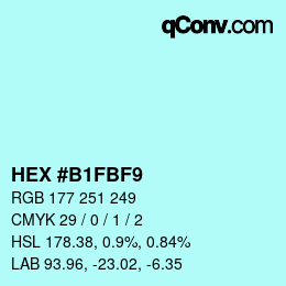 Color code: HEX #B1FBF9 | qconv.com