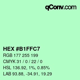 Color code: HEX #B1FFC7 | qconv.com