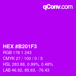 カラーコード: HEX #B201F3 | qconv.com