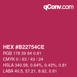 Farbcode: HEX #B22754CE | qconv.com
