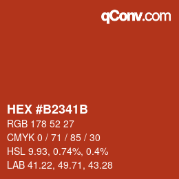 Color code: HEX #B2341B | qconv.com