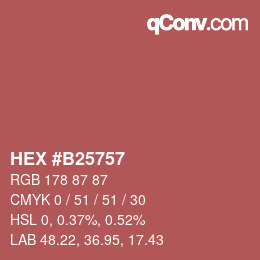 Código de color: HEX #B25757 | qconv.com