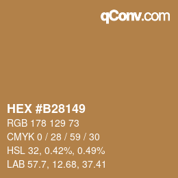 Farbcode: HEX #B28149 | qconv.com