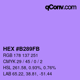 Farbcode: HEX #B289FB | qconv.com