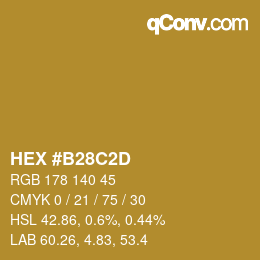 Color code: HEX #B28C2D | qconv.com