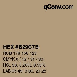 Código de color: HEX #B29C7B | qconv.com