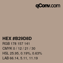 Código de color: HEX #B29D8D | qconv.com