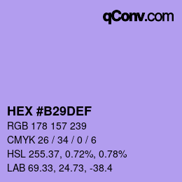 Farbcode: HEX #B29DEF | qconv.com