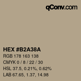 Farbcode: HEX #B2A38A | qconv.com