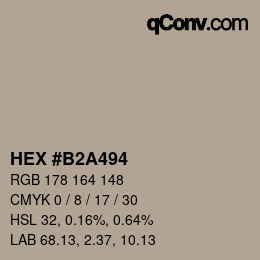 Código de color: HEX #B2A494 | qconv.com