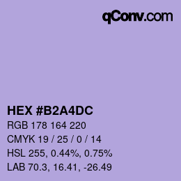 Farbcode: HEX #B2A4DC | qconv.com